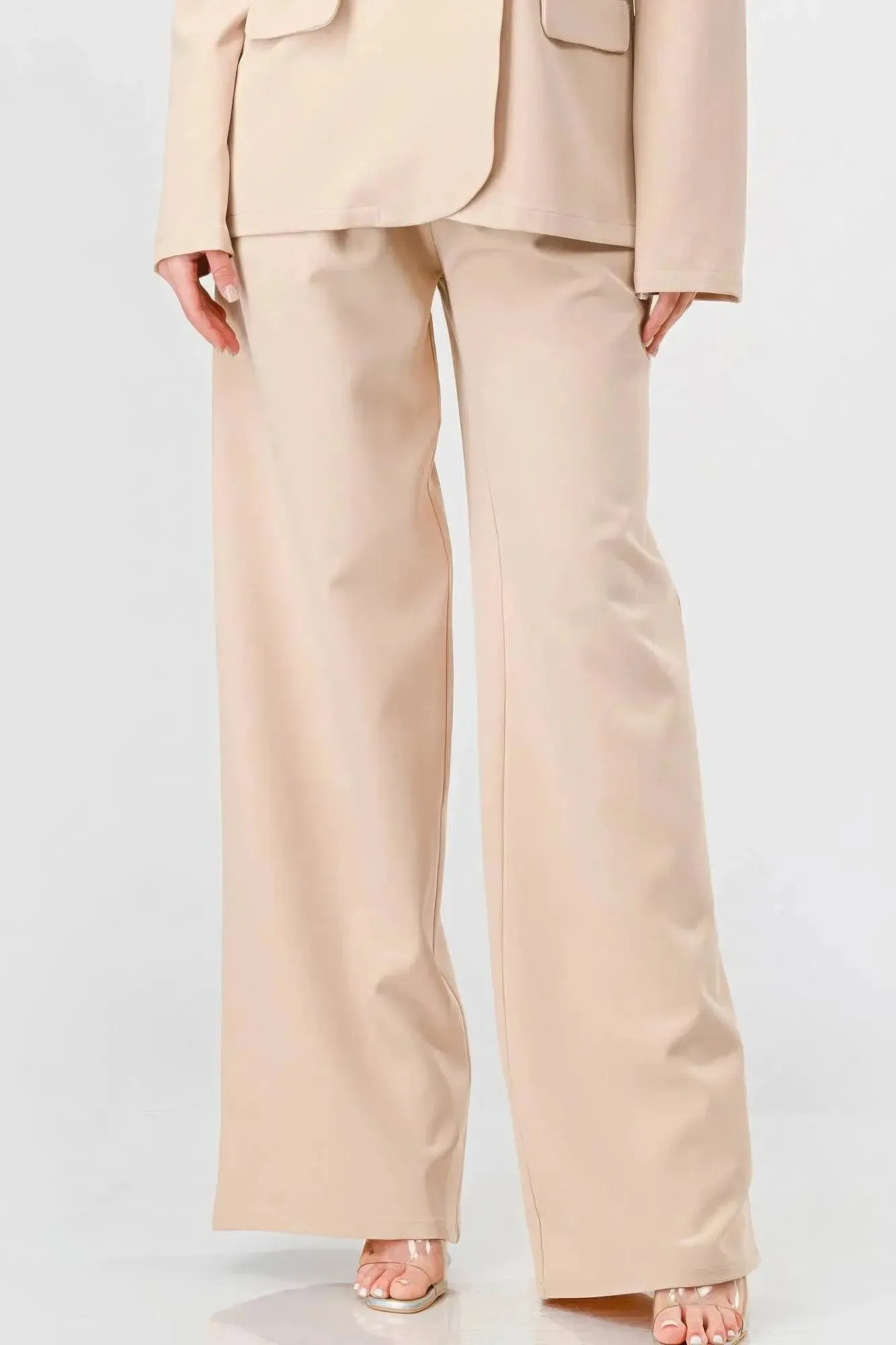 Blue Zone Planet |  Elaine's Luxe Stretch Woven Loose Fit Blazer And Wide Legs Pants Semi Formal Set