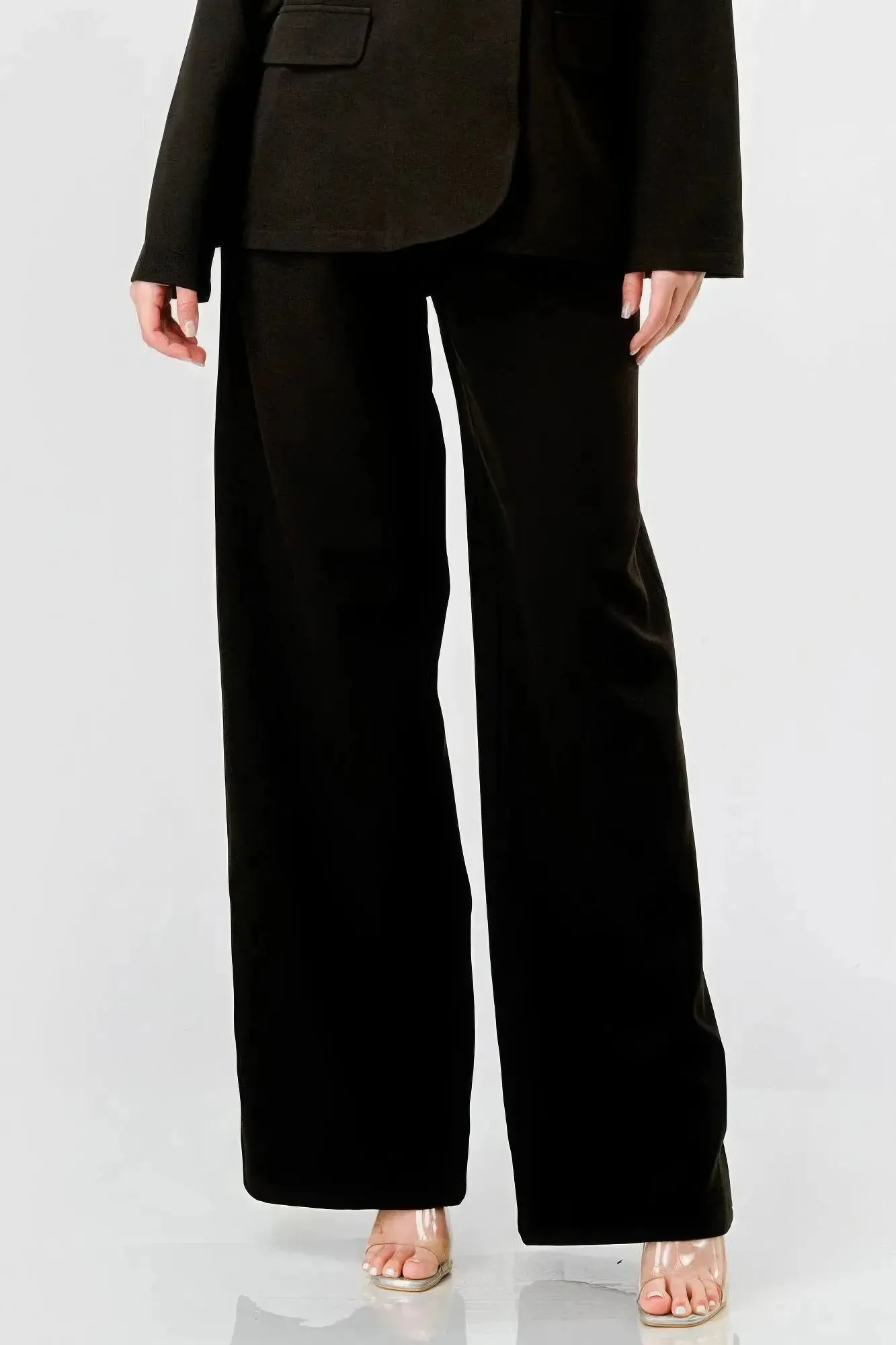 Blue Zone Planet |  Elaine's Luxe Stretch Woven Loose Fit Blazer And Wide Legs Pants Semi Formal Set