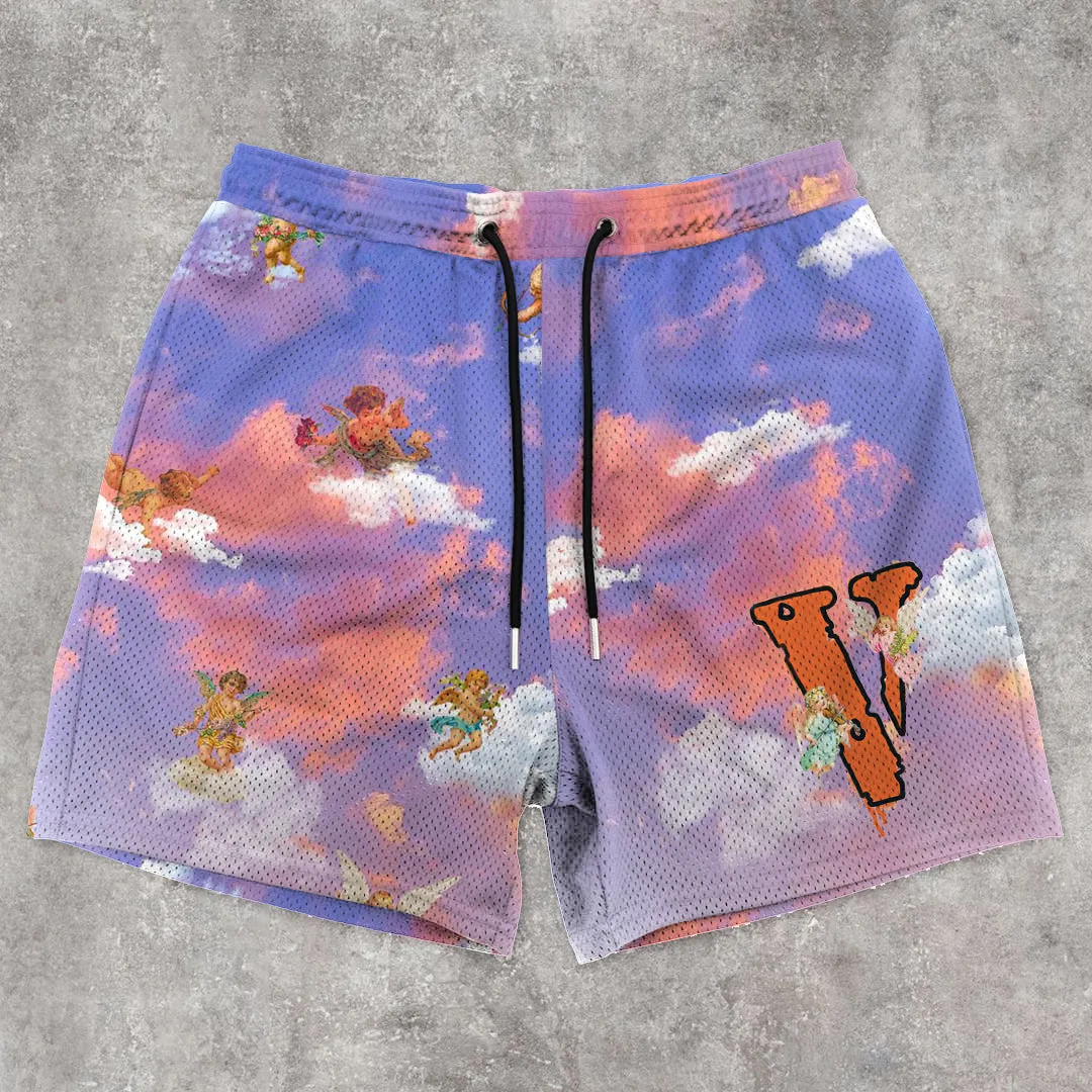 Tie-Dye Angel Trendy Mesh Shorts