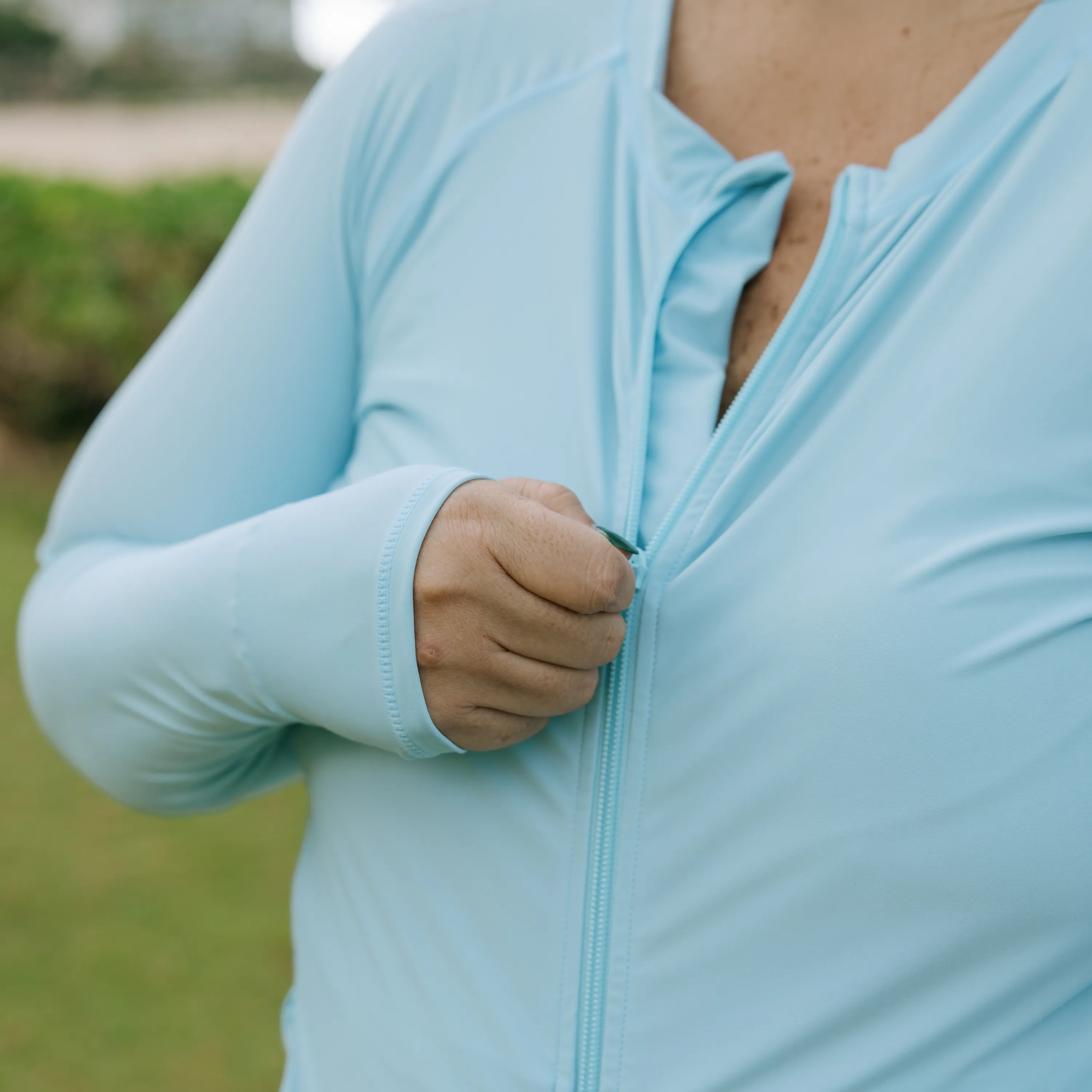Women's Long Sleeve Rash Guard with Pockets | "Dream Blue"
